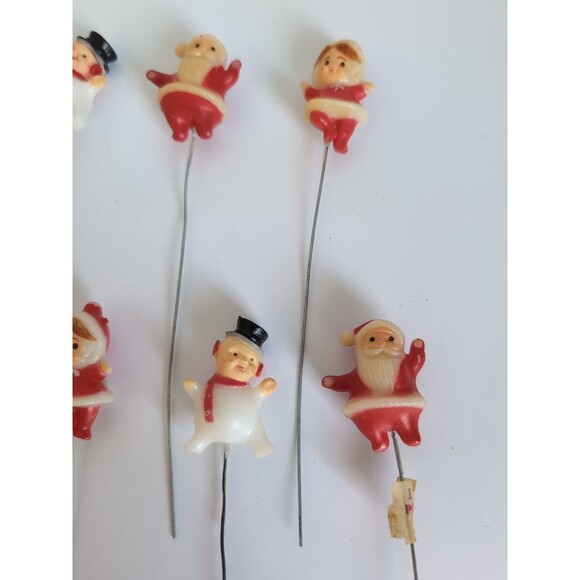 Vtg Christmas Ornament Miniature Pics Ornaments Mr Mrs Santa Snowman 10 - Picture 2 of 7